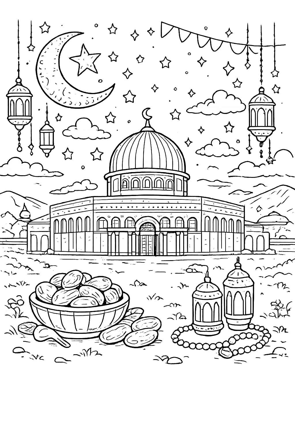 Dibujo para colorear Ramadan line art
