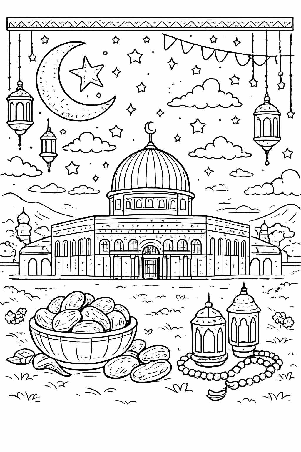 Ramadan coloring page line art