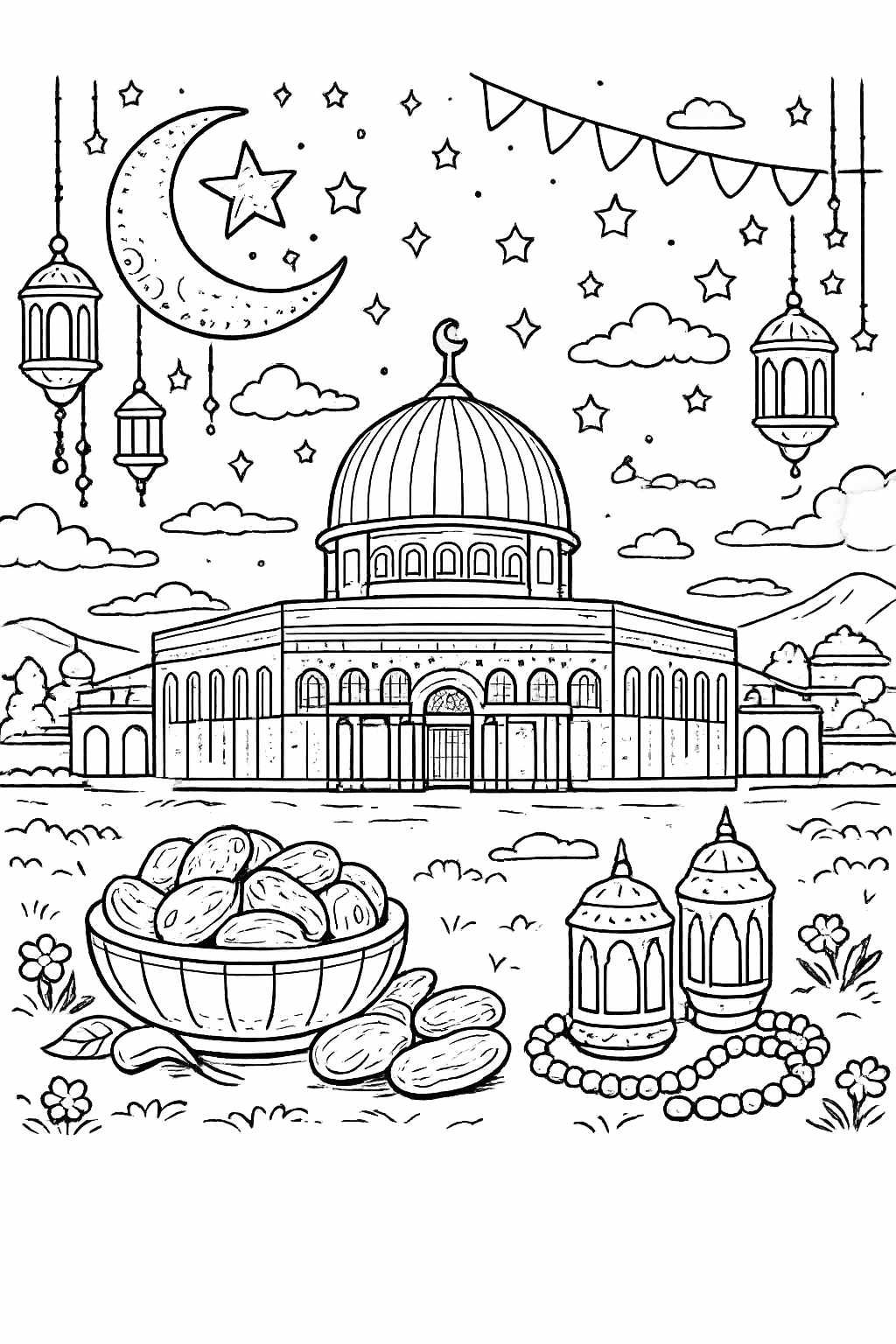 Ramadan coloring page line art