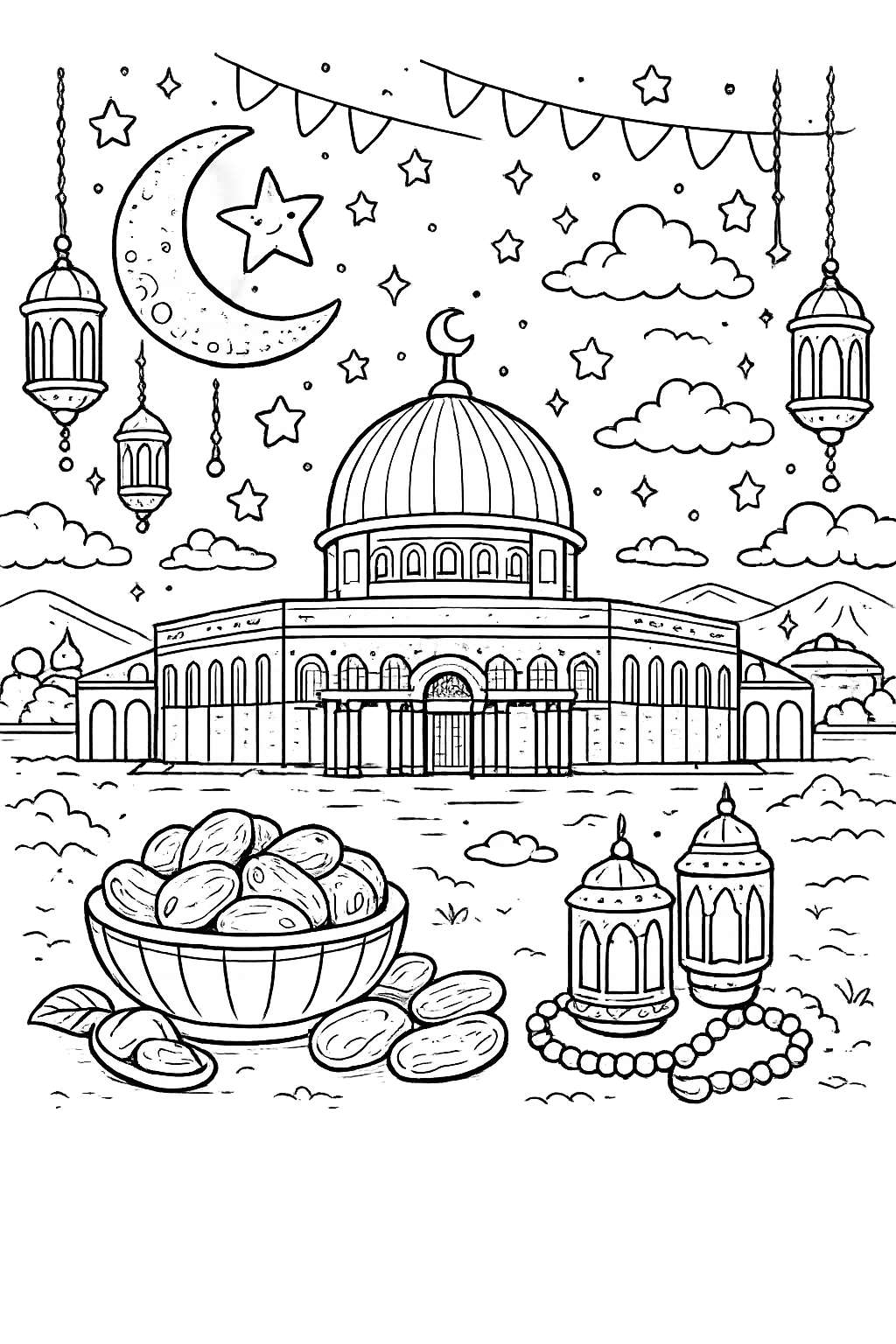 Dibujo para colorear Ramadan line art