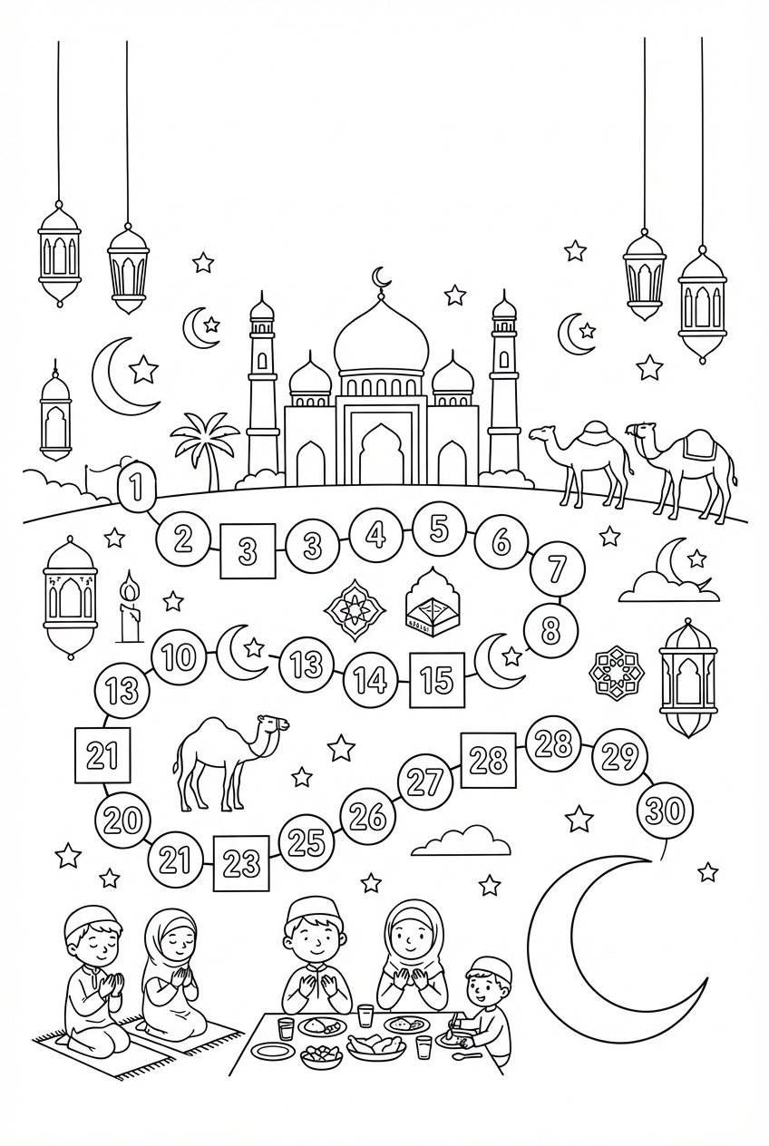 Ramadan Kalander coloring page line art