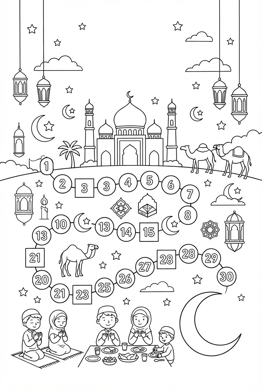 Ramadan Kalander coloring page line art