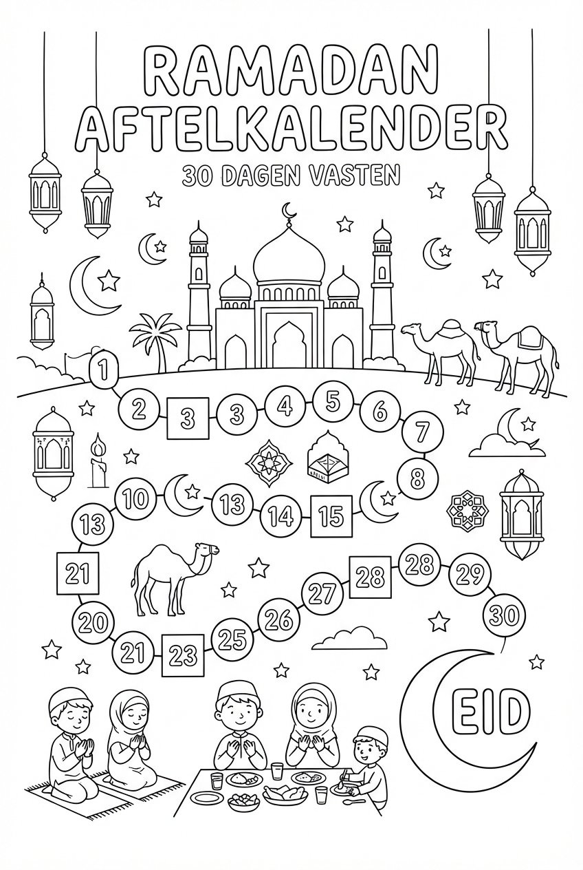 Dibujo para colorear Ramadan Kalander line art