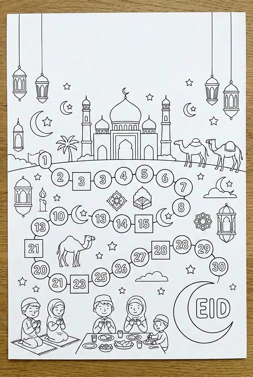 Dibujo para colorear Ramadan Kalander line art