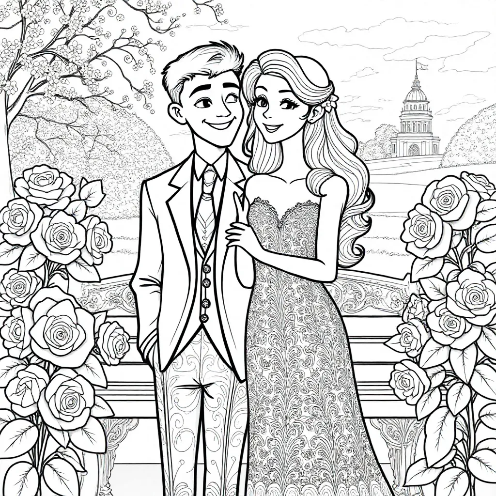 een verliefd koppel nog realistischer kleurplaat voor kinderen