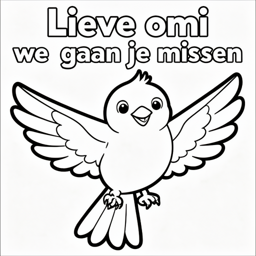 Een kanarie met vleugels uit kleurplaat voor kinderen