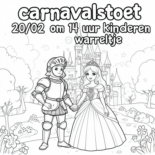 ridder en prinses kleurplaat voor kinderen