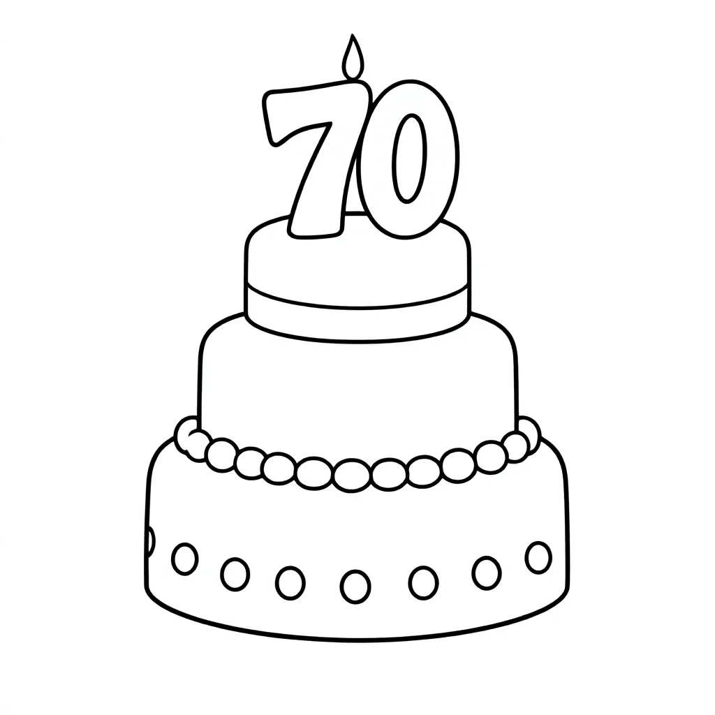 70 jaar verjaardag kleurplaat voor kinderen