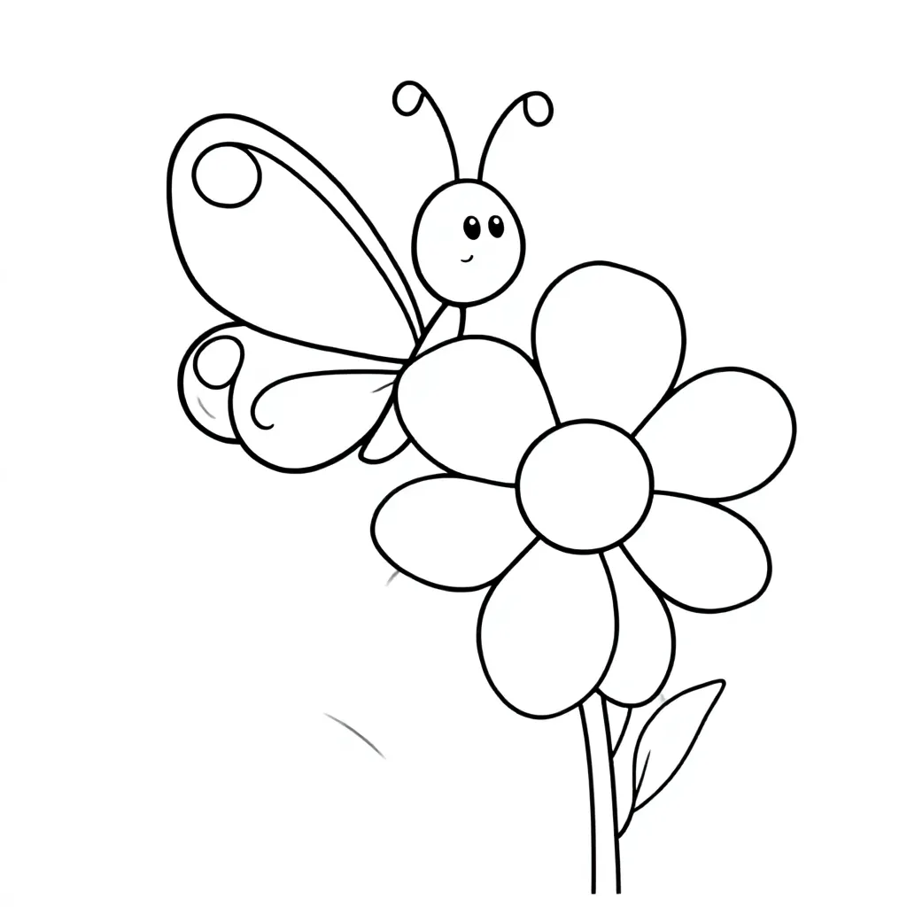 een kleurrijke vlinder op een bloem kleurplaat voor kinderen