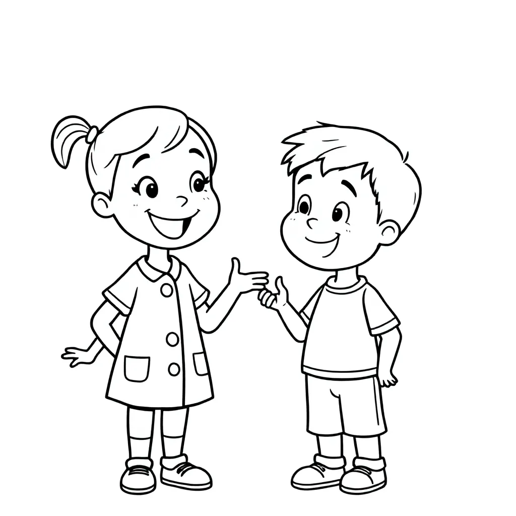 in gesprek met elkaar kleurplaat voor kinderen