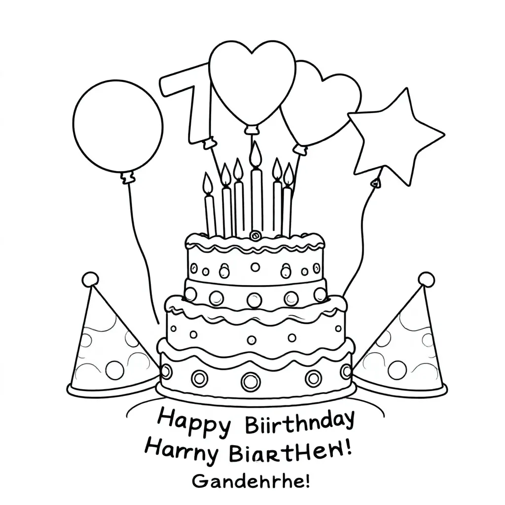 Ik wil een tekening voor mijn opa die wordt 70 jaar in het zwart wit er moet een taart en b  allonne