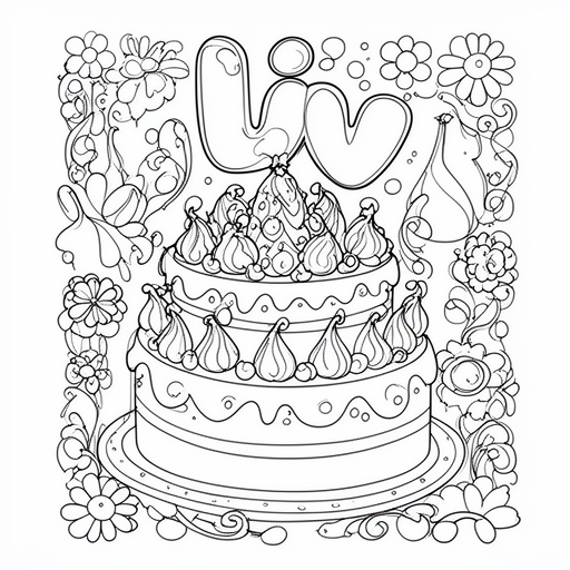 regendoog taart kleurplaat voor kinderen