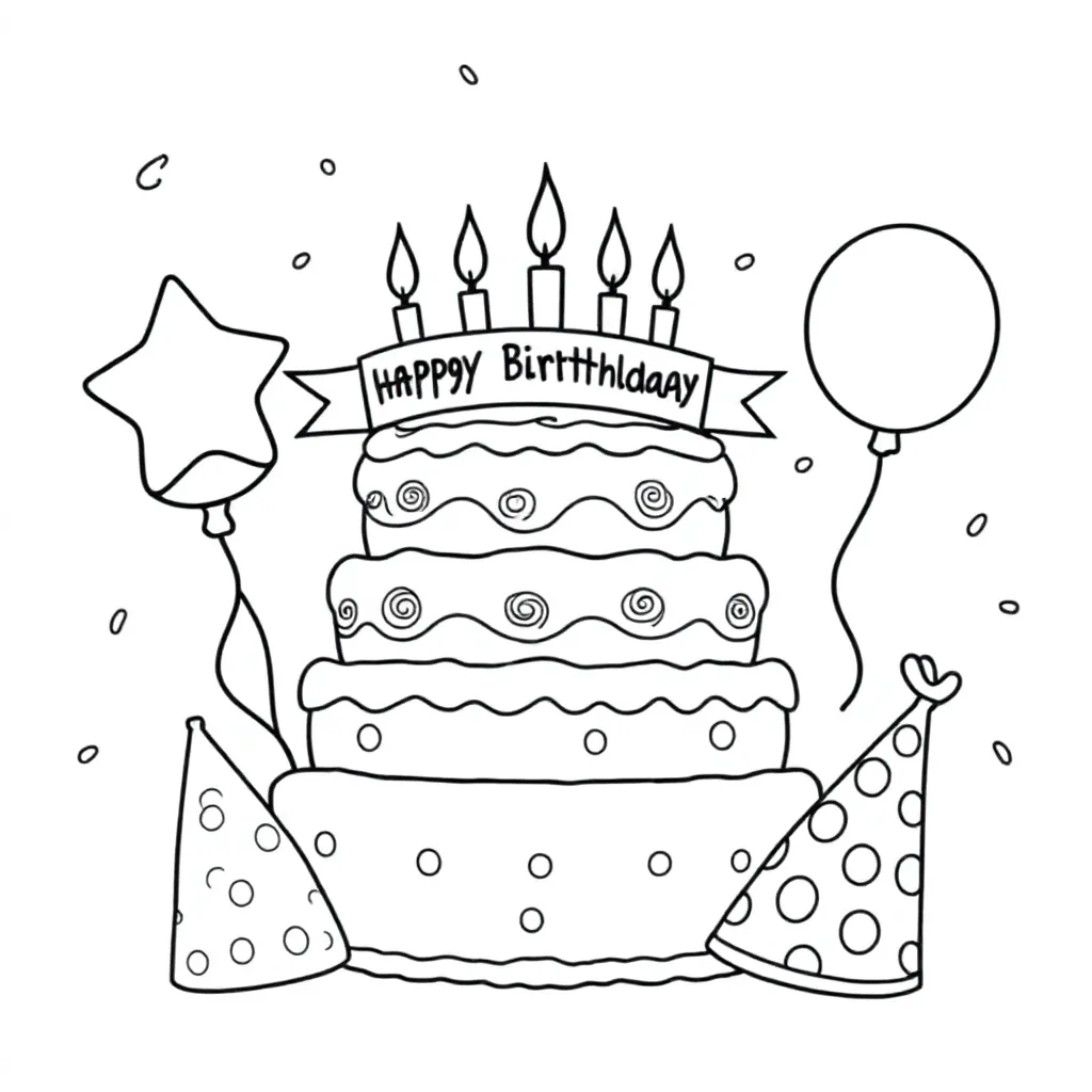 verjaardag taart 95 jaar kleurplaat voor kinderen