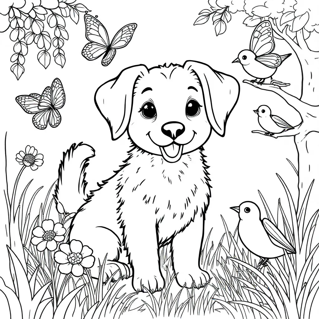 hond kleurplaat voor kinderen