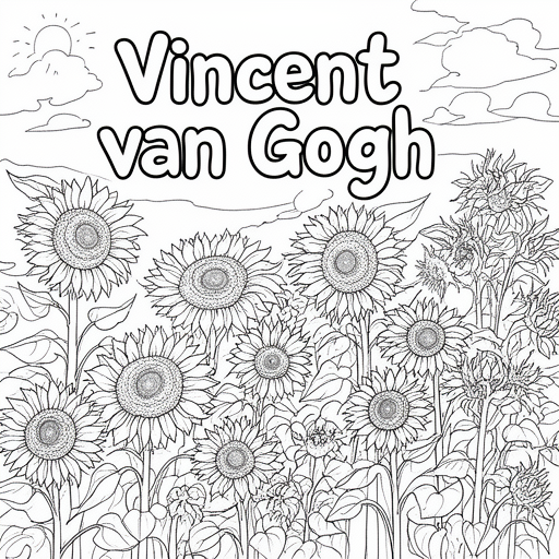 zonnebloemen kleurplaat voor kinderen