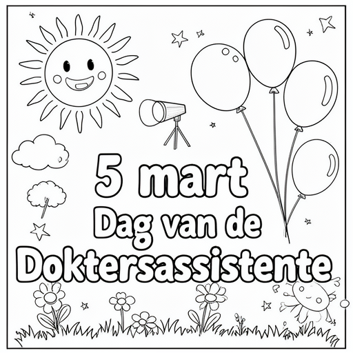 ballonnen, zonnetje, spotlight kleurplaat voor kinderen