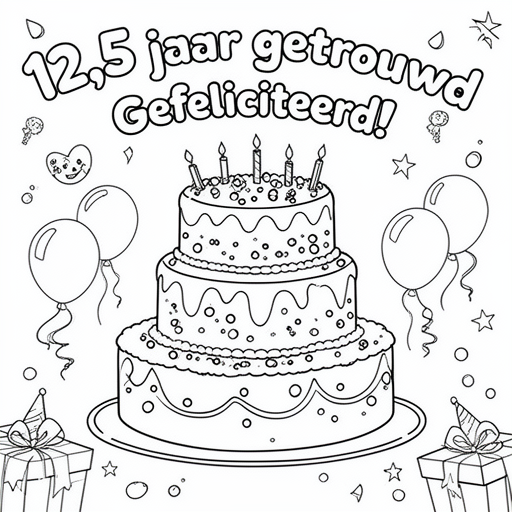 feestelijke taart kleurplaat voor kinderen