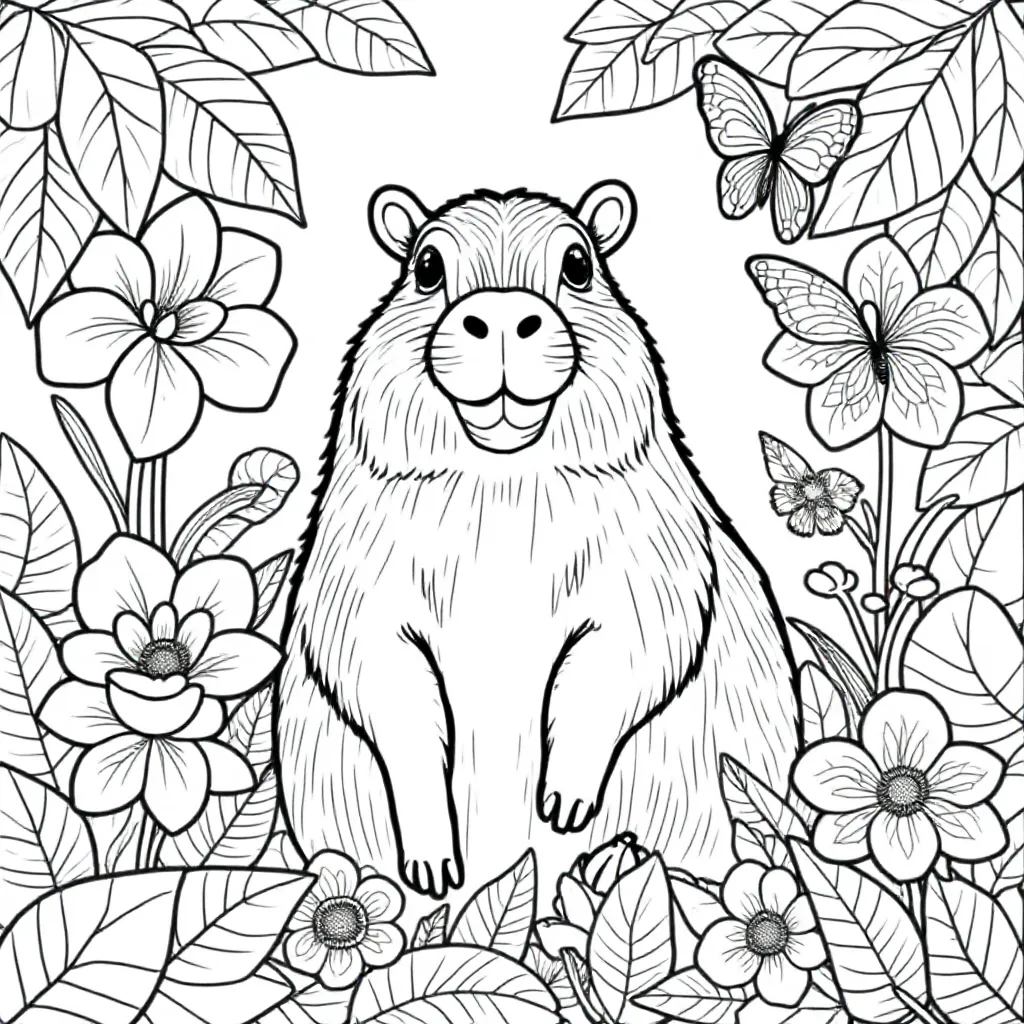 capybarra kleurplaat voor kinderen
