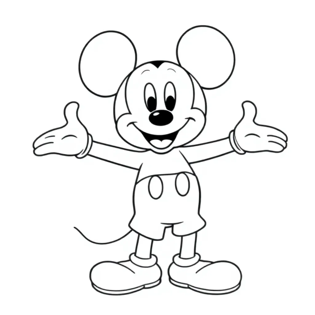 Mickey Mouse kleurplaat voor kinderen