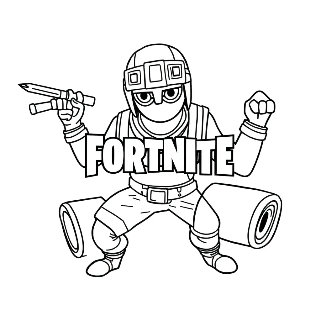 Fortnite Battle Royale Gaming Personages Actie coloring page for children