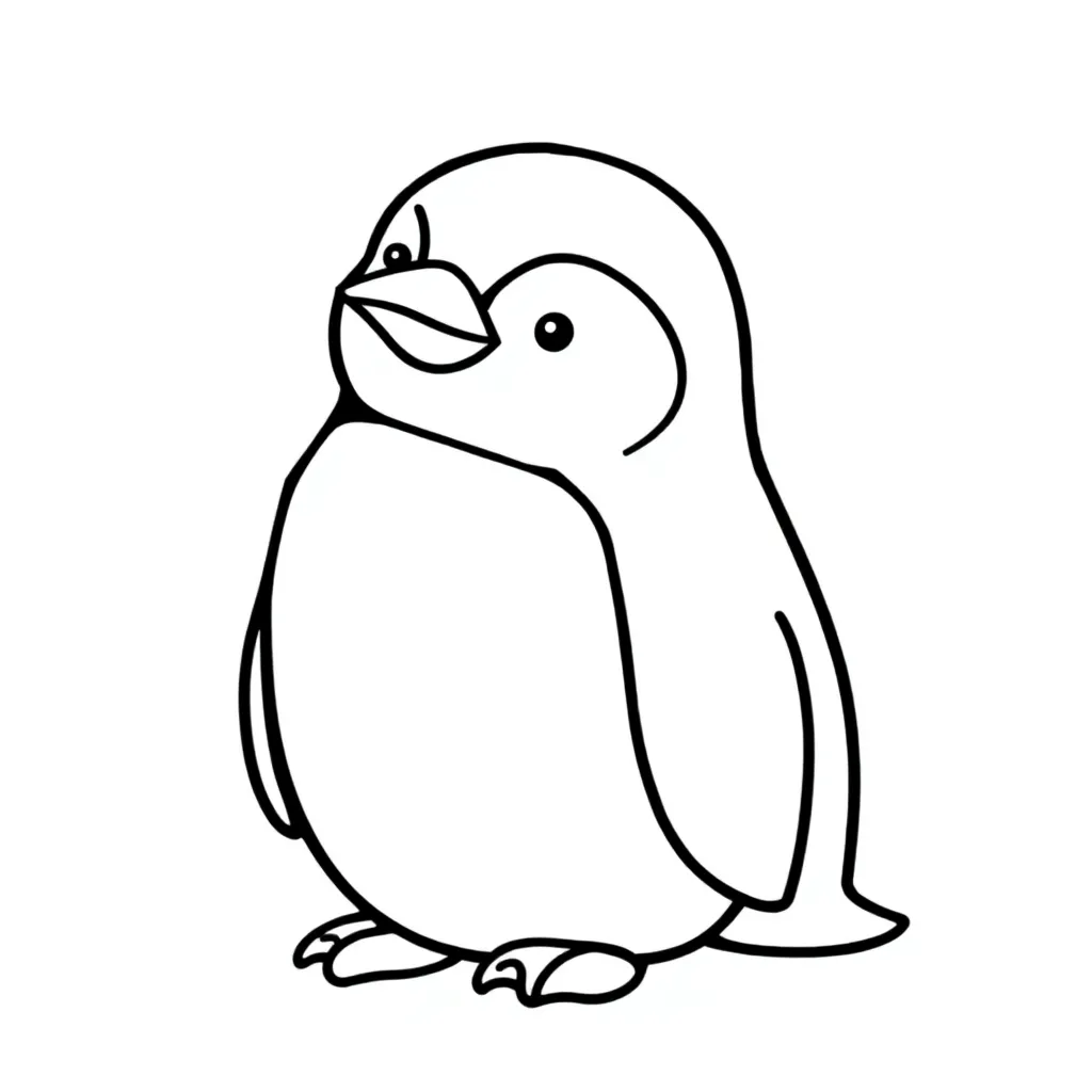 Free Penguin Coloring Page - Arctic Winter Animal Cute Sea Coloring Page