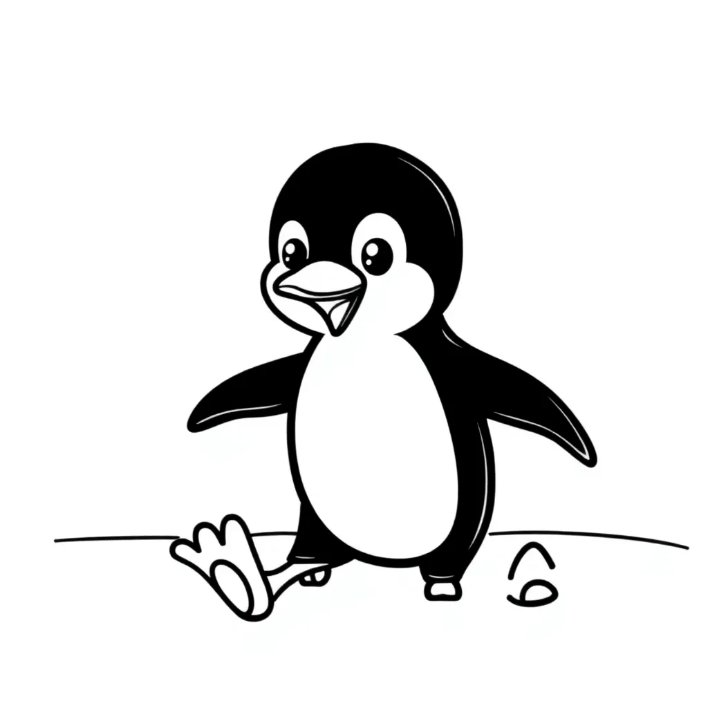 Free Penguin Coloring Page - Arctic Animal Nature Cute Coloring Sheet for