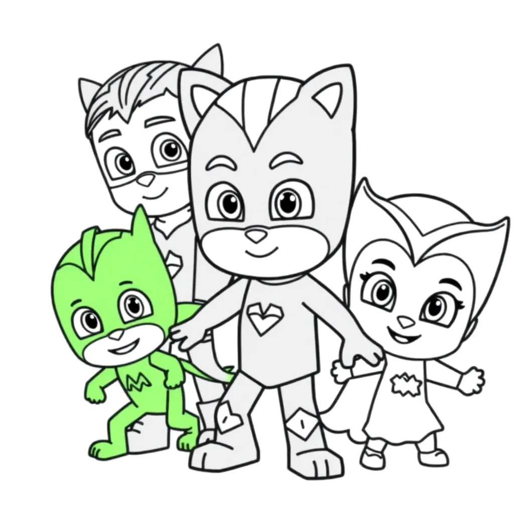 Free PJ Masks Coloring Pages for Kids - Superhero Cartoon Adventure