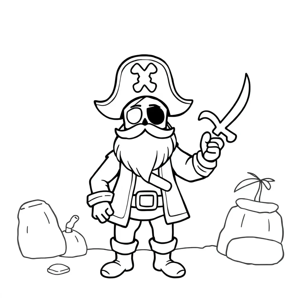 Free Pirate Ship Adventure Coloring Page - Sea Captain Sailboat Coloring Page