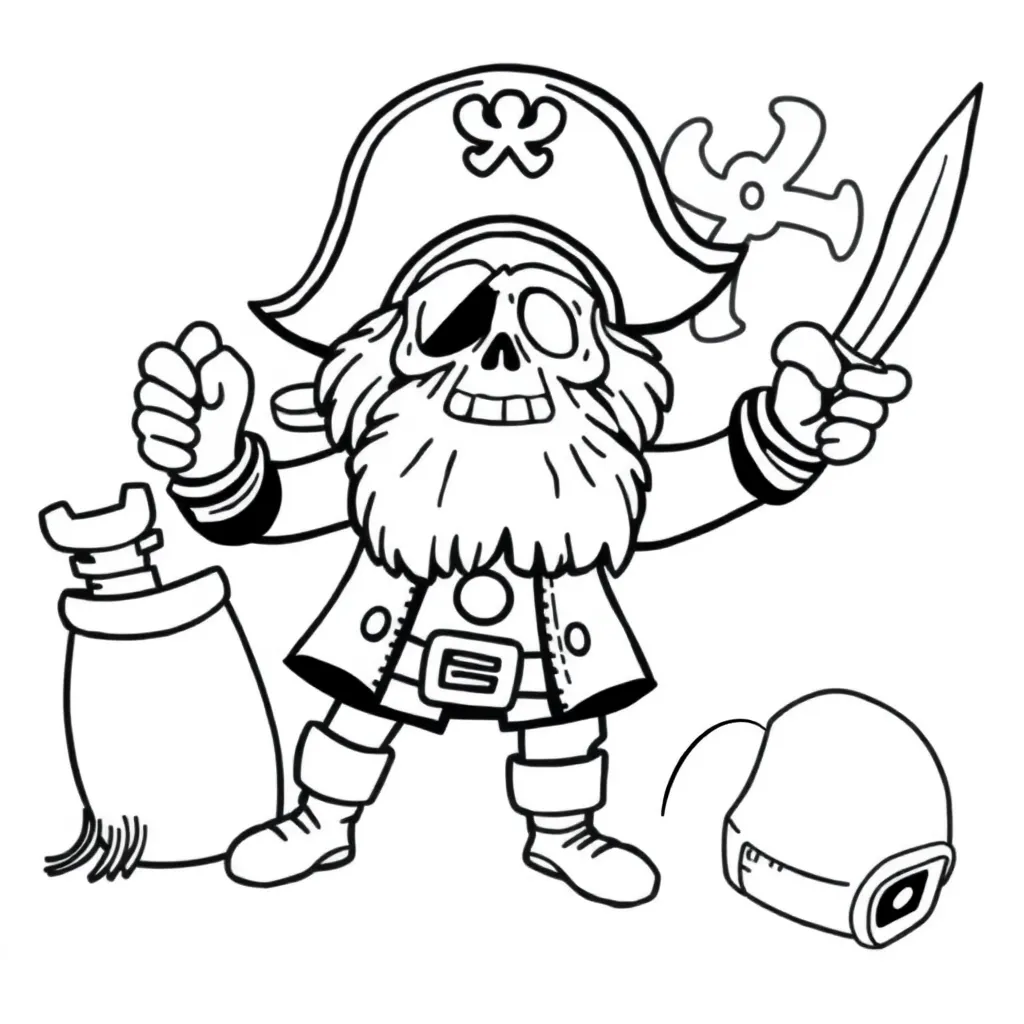 Free Pirate Ship Adventure Treasure Coloring Page