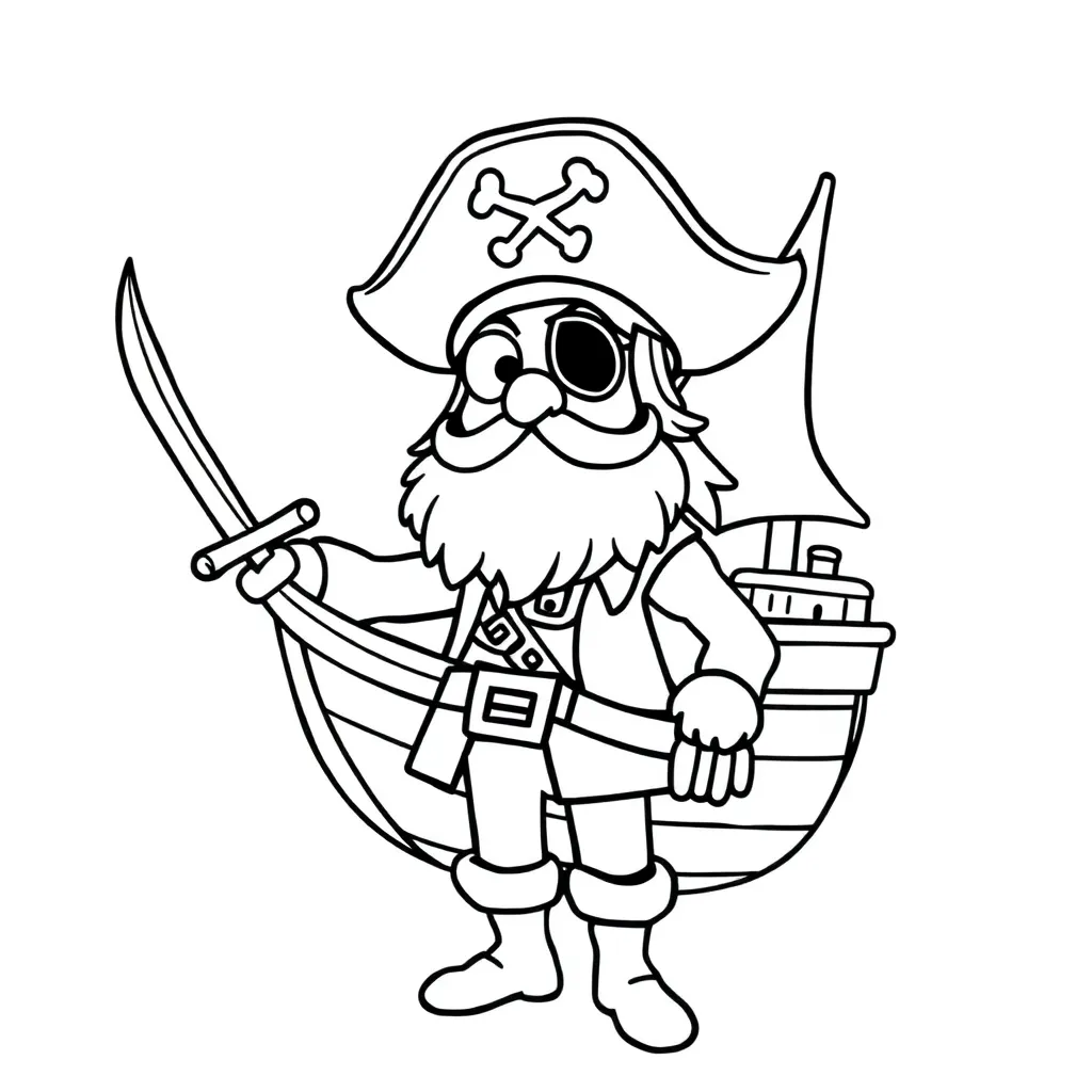 Free Pirate Ship Adventure Treasure Coloring Page