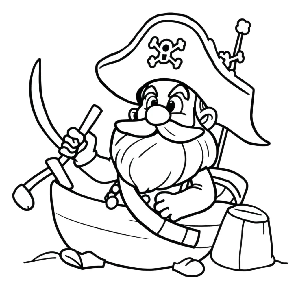 Free Pirate Ship Adventure Treasure Coloring Page