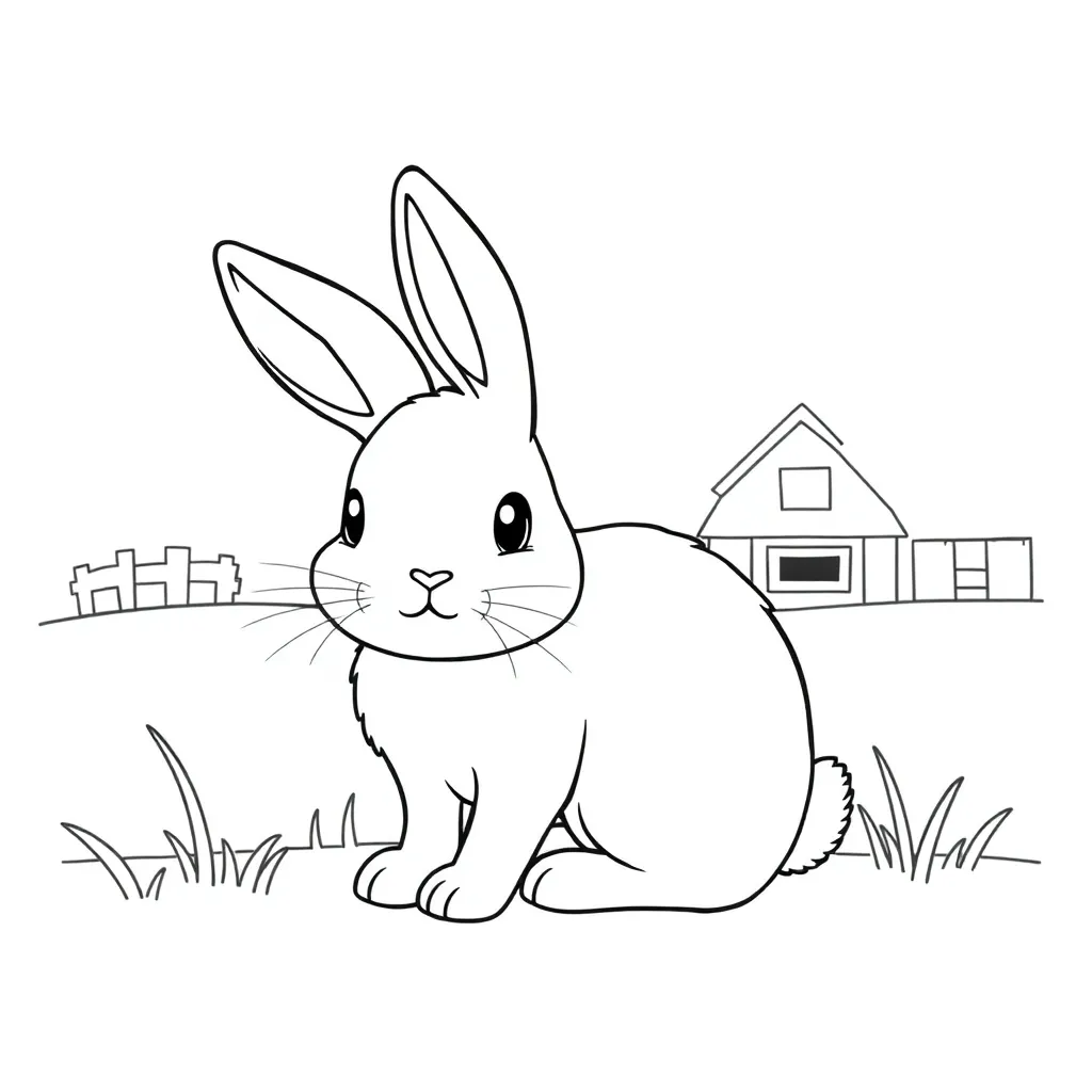 Free Cute Rabbit Farm Coloring Page