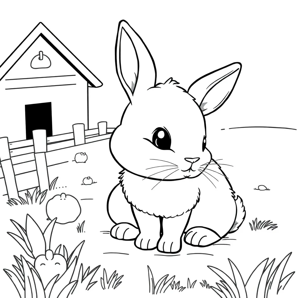 Free Cute Rabbit Nature Coloring Page Farm Coloring Page
