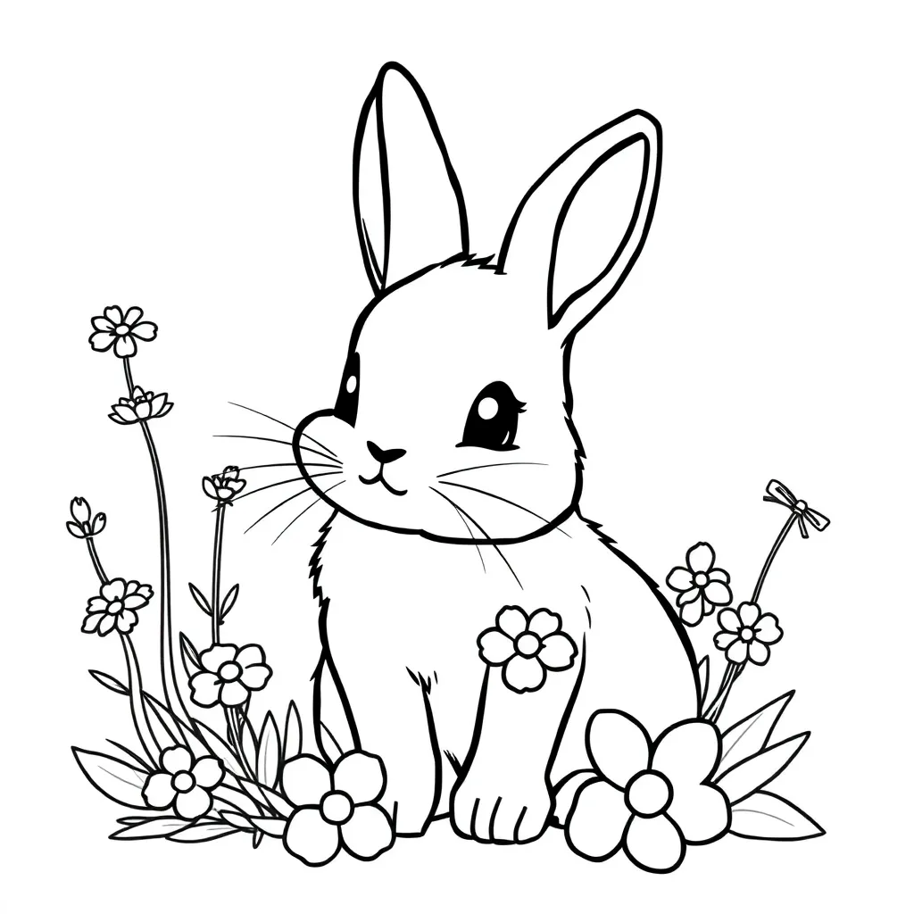 Free Cute Rabbit Nature Coloring Page Farm Coloring Page