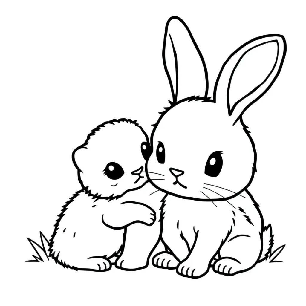 Free Cute Rabbit Nature Coloring Page Farm Coloring Page