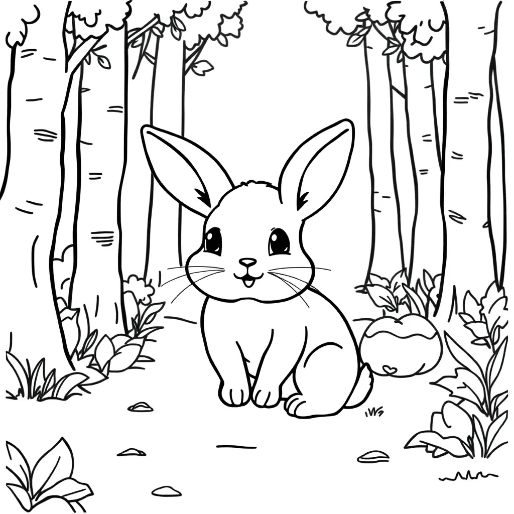 Free Cute Rabbit Nature Coloring Page Farm Coloring Page