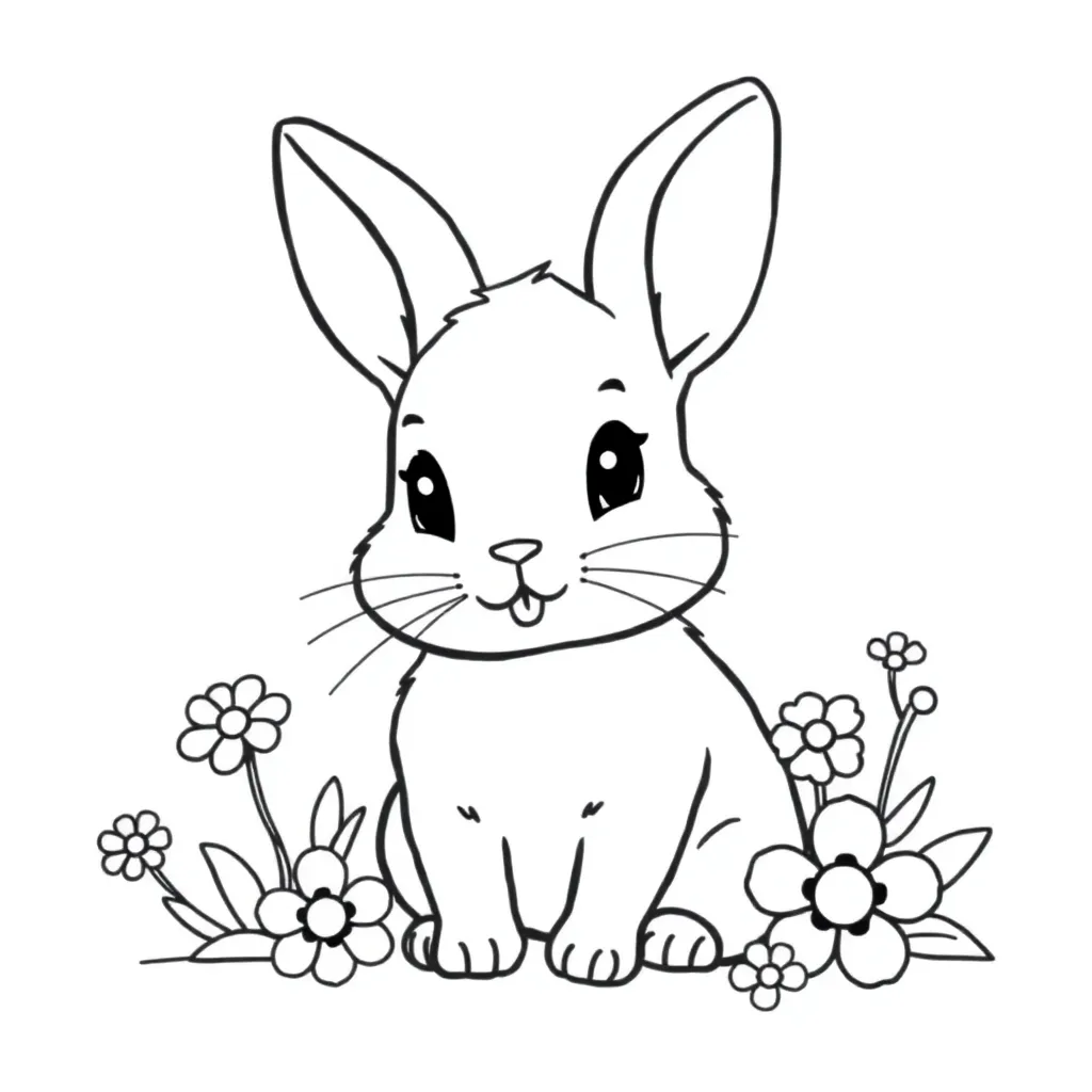 Free Cute Rabbit Nature Coloring Page Farm Coloring Page