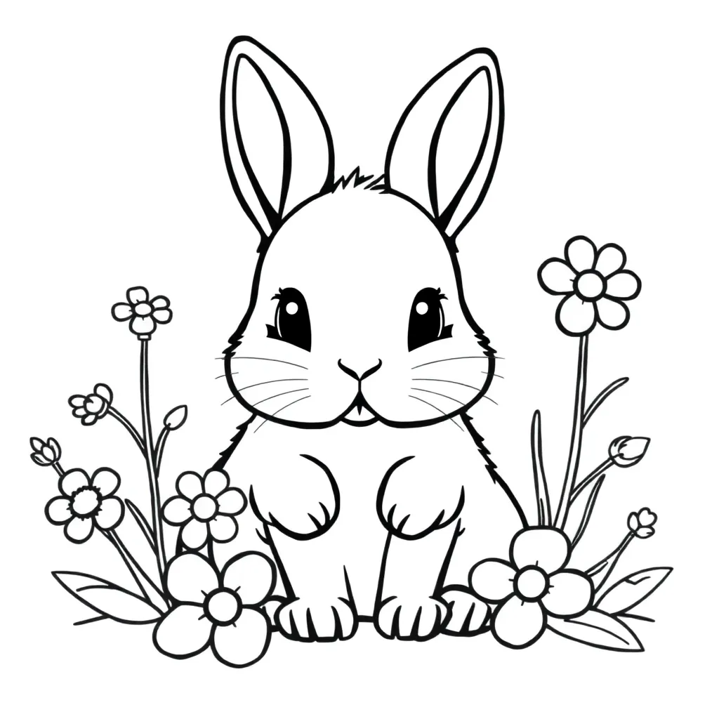 Free Cute Rabbit Farm Coloring Page
