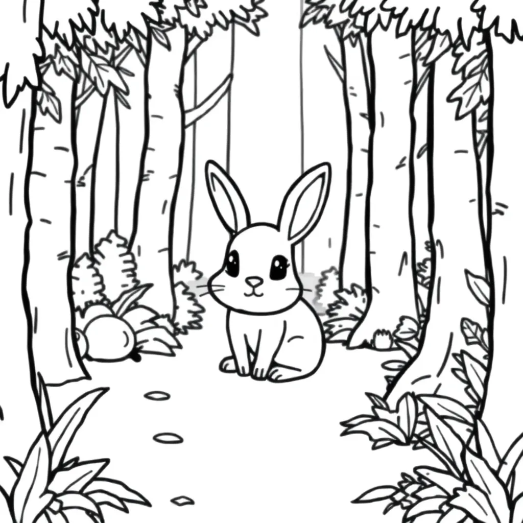 Free Cute Rabbit Nature Coloring Page Farm Coloring Page