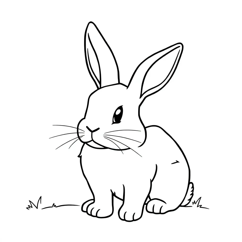Free Printable Rabbit Coloring Page - Nature Theme - Cute Animal Coloring Sheet for Kids