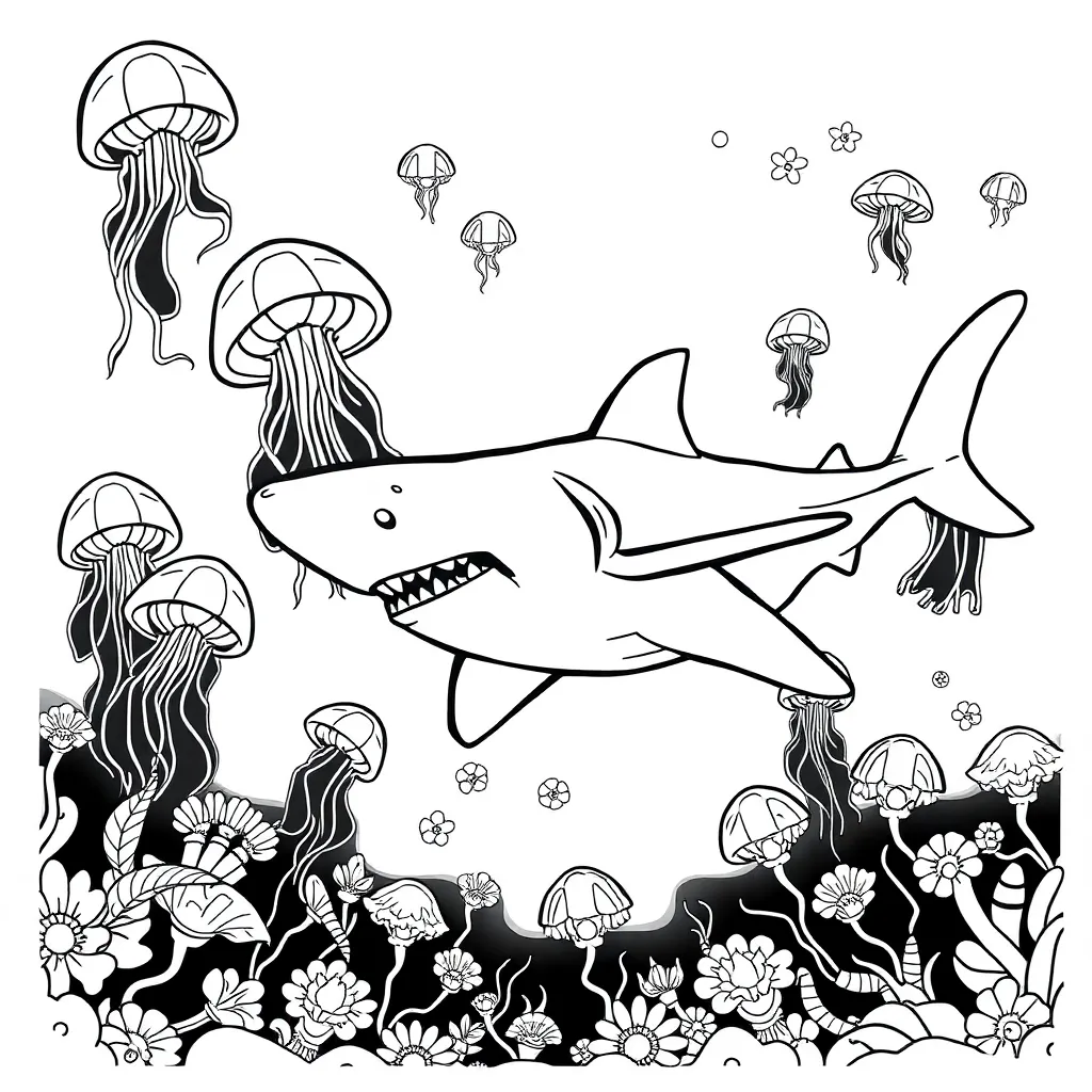 Free Shark Coloring Page Ocean Underwater World Wildlife Coloring Page
