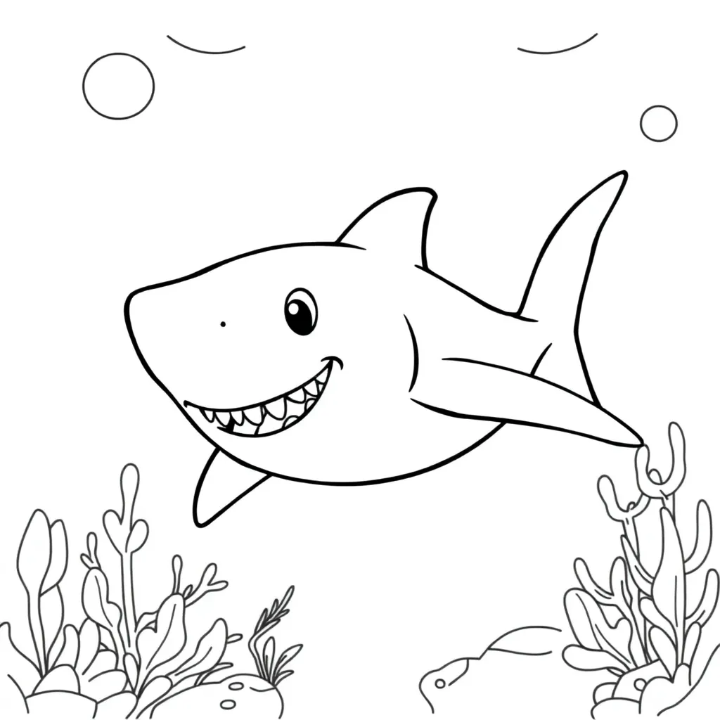 Free Shark Coloring Page Ocean Underwater World Wild Animals Nature Coloring Book