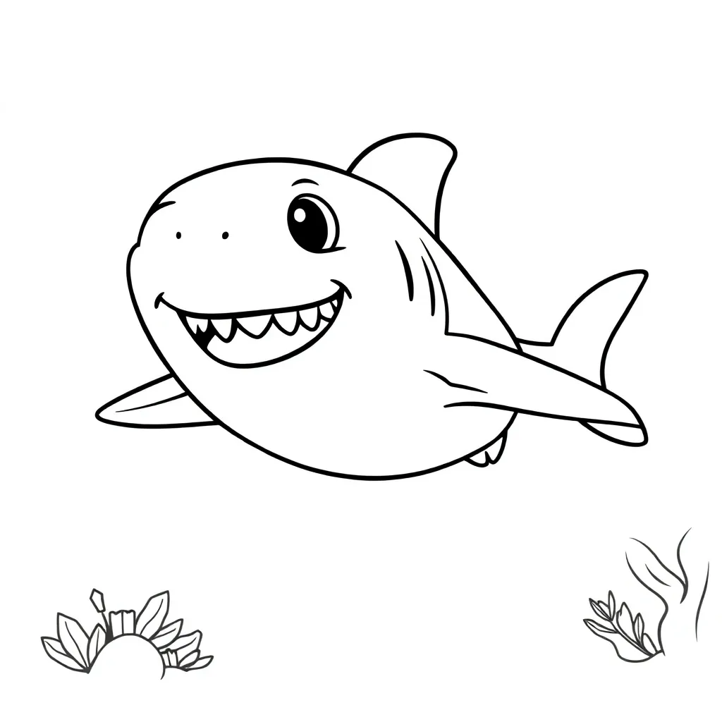 Free Shark Ocean Underwater Wildlife Coloring Page for Kids