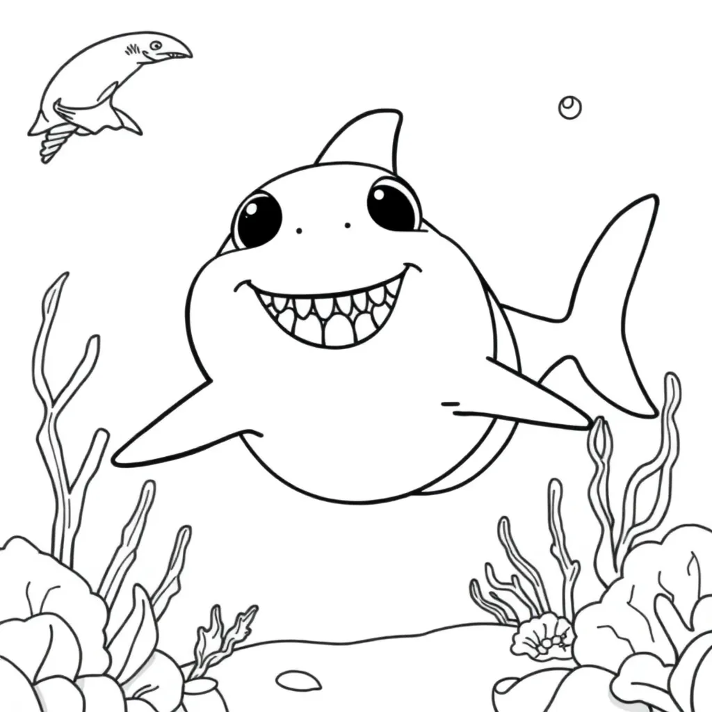 Coloring Page Shark Ocean Underwater World Wildlife