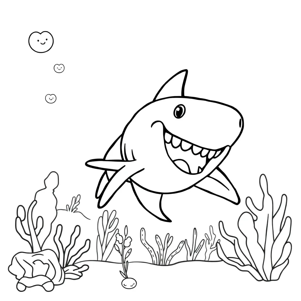 Free Shark Coloring Page Ocean Underwater World Wildlife Predator Coloring