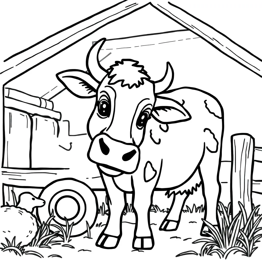 Free Farm Animal Coloring Page Country Tractor Barn Coloring Page