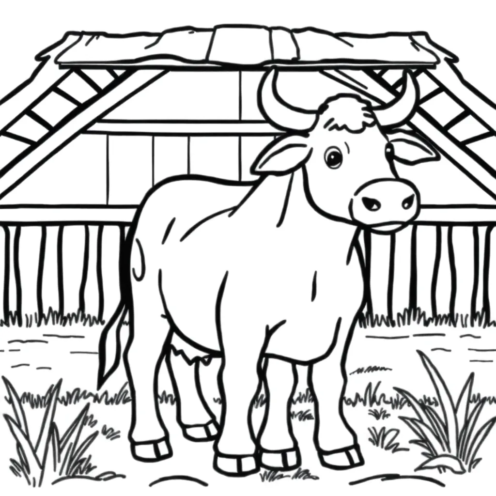 Free Farm Animal Coloring Page Country Tractor Barn Coloring Page