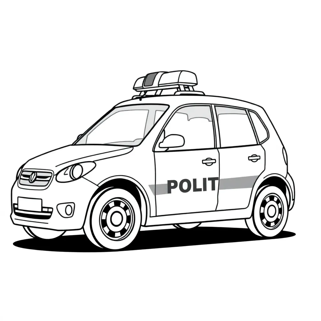 Free Police Car Coloring Page - Profession Vehicle Siren Coloring Page for Kids