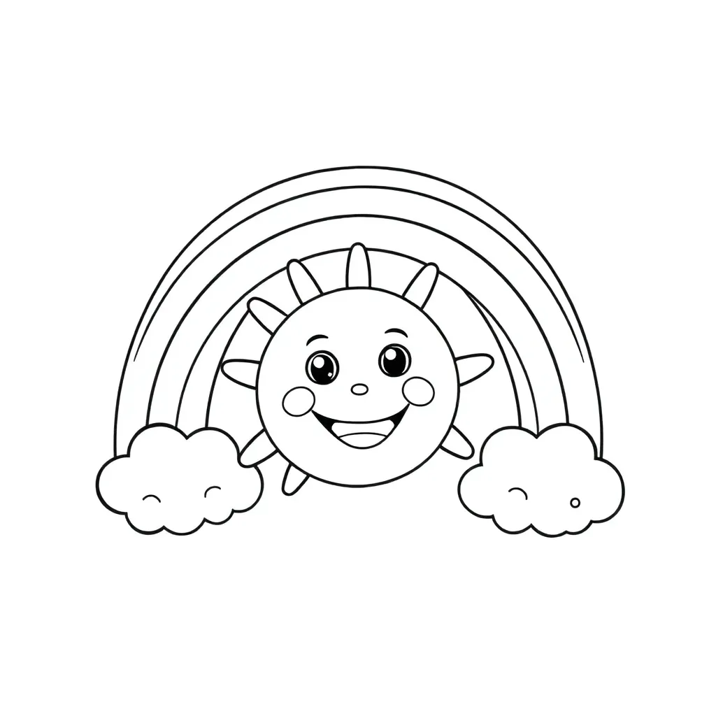 Rainbow, cheerful, creative, art, kids coloring page for kids