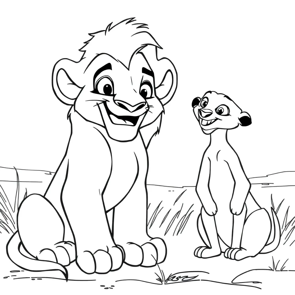 Lion King Savannah Wild Animal Coloring Page for Kids